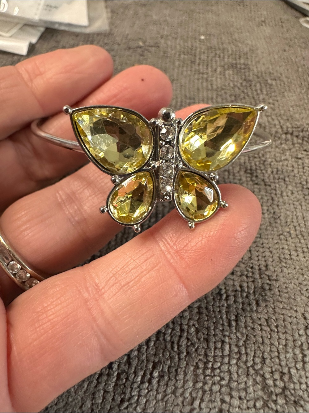 Butterfly Dsigns Yellow Crystal Butterfly Cuff Bracelet